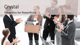  Presentation with team - PPT layouts with communication etiquette - business team applauds the young background and a light gray colored foreground