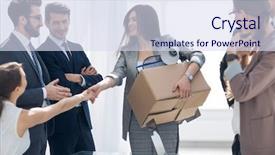  Presentation with project manager - Colorful slide deck enhanced with communication etiquette - handshake a new employee backdrop and a sky blue colored foreground