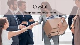  Presentation with project manager - Colorful slide set enhanced with communication etiquette - handshake a new employee backdrop and a  colored foreground