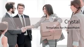  Presentation with project manager - Audience pleasing slide deck consisting of communication etiquette - handshake a new employee backdrop and a  colored foreground