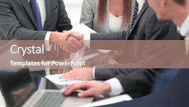  Presentation with communication - Slides having communication etiquette - two businessmen shaking hands background and a coral colored foreground