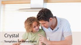  Presentation with father - Amazing presentation theme having communication family technology - young boy and his father backdrop and a coral colored foreground