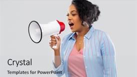  Presentation with feminism - Presentation theme with communication feminism and human rights background and a light gray colored foreground