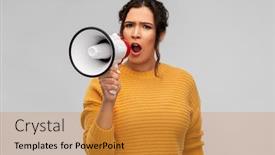  Presentation with angry people - Cool new theme with communication-feminism-and-people-concept backdrop and a gold colored foreground