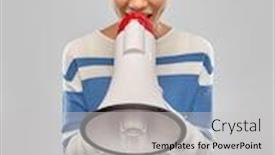  Presentation with feminism - Beautiful presentation design featuring communication-feminism-and-rights-concept backdrop and a light gray colored foreground