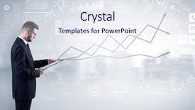  Presentation with global - Presentation theme consisting of communication influence - adviser standing and presenting economical background and a sky blue colored foreground