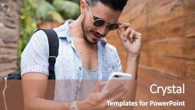  Presentation with latin america cinema - Colorful presentation theme enhanced with communication influence - latin man traveling in tulum backdrop and a coral colored foreground