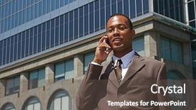  Presentation with power - Slide deck consisting of communication leadership - confident and successful african-american businessman background and a  colored foreground