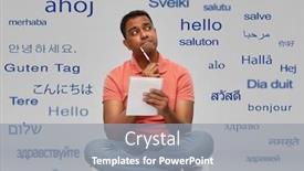  Presentation with polo - Cool new slides with communication-learning-and-people-concept backdrop and a gray colored foreground