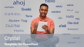  Presentation with communication - Amazing theme having communication-learning-and-people-concept backdrop and a gray colored foreground