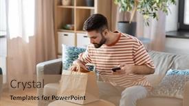  Presentation with food order - Slide deck with communication-leisure-and-people-concept background and a  colored foreground