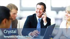  Presentation with phone meeting - Cool new presentation with communication management - business man speaking backdrop and a  colored foreground