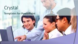  Presentation with project manager meeting - Audience pleasing presentation consisting of communication management - business meeting - manager discussing backdrop and a sky blue colored foreground