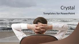  Presentation with business communication - Slides enhanced with communication management - young businessman relaxing background and a lemonade colored foreground