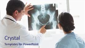  Presentation with staff - Slide deck enhanced with communication medical staff - rear view of doctor background and a sky blue colored foreground