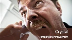  Presentation with stock broker - Audience pleasing PPT theme consisting of communication problem - stressed stock broker screaming backdrop and a tawny brown colored foreground