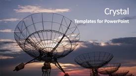  Presentation with satellite communication - Colorful theme enhanced with communication radar - satellite dishes antenna backdrop and a gray colored foreground