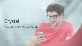  Presentation with young man on the phone - Presentation enhanced with communication steps types - digital composite of man holding background and a  colored foreground