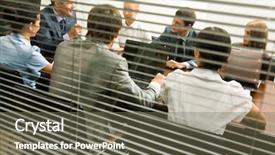  Presentation with jesus touched the blind - PPT theme with communication strategies - view from behind venetian blind background and a  colored foreground