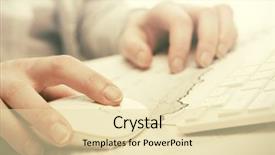  Presentation with computer - Slide set having communication taxes - business woman using computer mouse background and a lemonade colored foreground