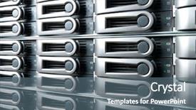  Presentation with data center - Presentation theme with communication technology - detail of data center background and a ocean colored foreground