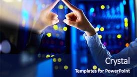  Presentation with information communication technology - Presentation theme having communication technology - getting information via touchscreen background and a navy blue colored foreground