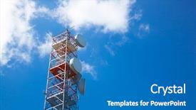  Presentation with radio communication - Colorful PPT theme enhanced with communication tower over a blue backdrop and a teal colored foreground