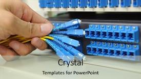  Presentation with data center - Theme enhanced with communication towers - hand with network cables background and a soft green colored foreground