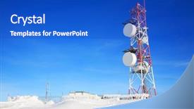  Presentation with communication tower - Cool new presentation theme with communication towers - telecommunication tower on top backdrop and a cobalt blue colored foreground