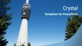  Presentation with communication tower - Audience pleasing PPT theme consisting of communication towers - telecommunications tower in black forest backdrop and a ocean colored foreground