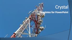  Presentation with communication tower - Colorful slide set enhanced with communication transmitter tower against clear backdrop and a teal colored foreground