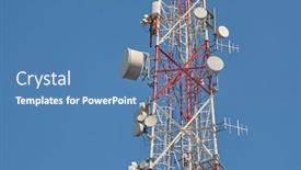 Presentation with communication tower - Slide deck consisting of communication-transmitter-tower-against-clear background and a teal colored foreground