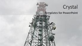  Presentation with communication tower - PPT layouts with communication transmitter tower against clear background and a light gray colored foreground