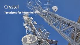  Presentation with communication tower - PPT theme consisting of communication transmitter tower against clear background and a ocean colored foreground