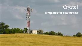  Presentation with communication tower - Audience pleasing slide deck consisting of communication transmitter tower backdrop and a gray colored foreground