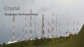  Presentation with mountain top - Theme featuring communication-transmitter-towers background and a light gray colored foreground