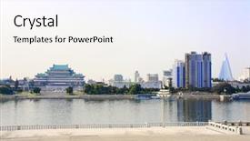  Presentation with communism - Slide set featuring communism - aerial view of great people's background and a sky blue colored foreground