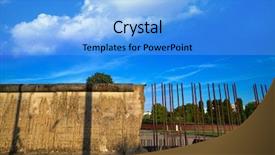  Presentation with berlin wall - Beautiful slide deck featuring communism - berlin wall memorial in germany backdrop and a light blue colored foreground