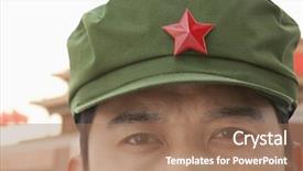  Presentation with chinese chinese - Amazing slide set having communism - chinese communist solider backdrop and a coral colored foreground