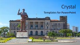  Presentation with st michel - Presentation theme having communism - city hall and statue background and a light blue colored foreground