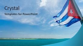  Presentation with cuban - Amazing theme having communism - cuban flag over the sea backdrop and a light blue colored foreground