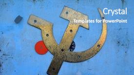  Presentation with hammer sickle - PPT layouts featuring communism - hammer and sickle nostalgic decoration background and a teal colored foreground