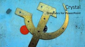  Presentation with mechanics - Audience pleasing PPT layouts consisting of communism - hammer and sickle nostalgic decoration backdrop and a light blue colored foreground