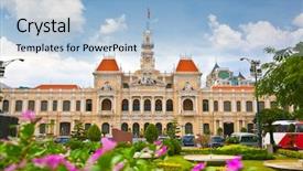  Presentation with communism - Slide deck enhanced with communism - ho chi minh city hall background and a light blue colored foreground