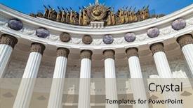  Presentation with artwork exhibition - Theme consisting of communism - main pavilion vvc exhibition moscow background and a mint green colored foreground