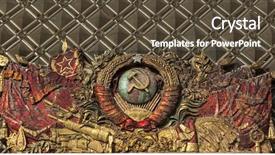  Presentation with communism - PPT theme featuring communism - mosaic soviet ussr emblem background and a tawny brown colored foreground