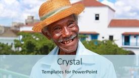  Presentation with old man - Presentation theme enhanced with communism - old sympathetic cuban man background and a sky blue colored foreground