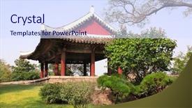  Presentation with communism - Theme enhanced with communism - pavillion in traditional style background and a sky blue colored foreground