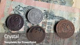  Presentation with russian - Cool new slide deck with communism - russian numismatics vintage items backdrop and a dark gray colored foreground