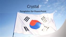  Presentation with korean flag - Amazing slide set having communism - south korean flag with blue backdrop and a light blue colored foreground